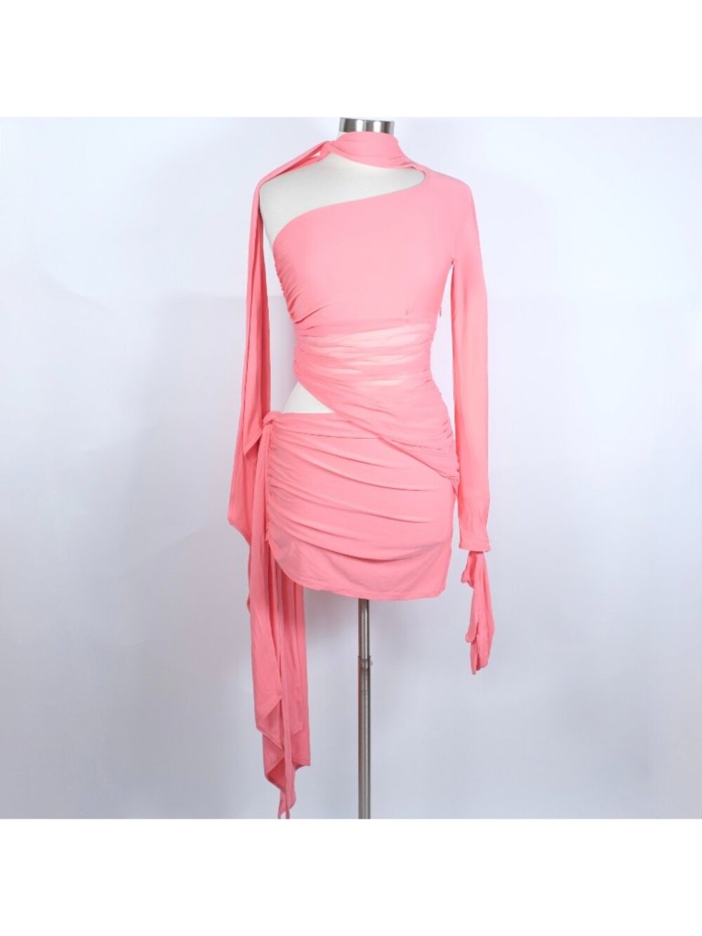 New Mugler x H&M dress sz M stretch sheer pink with glove
